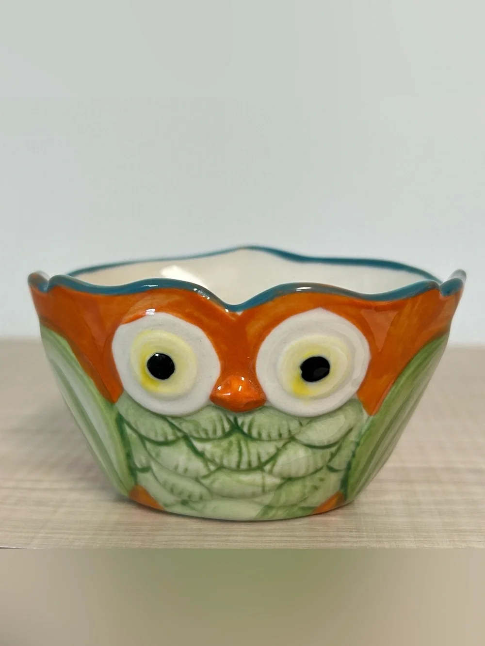 Pier 1 Nesting Colorful Handpainted Owl Ceramic Measuring Cup Set With Box